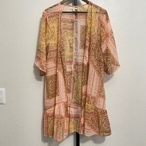 Women's Whimsical Pink Patchwork Shawl Cardigan M Fairy Boho Festival